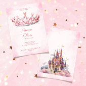 Pink Princess Tiara Fairytale Birthday Party 招待状