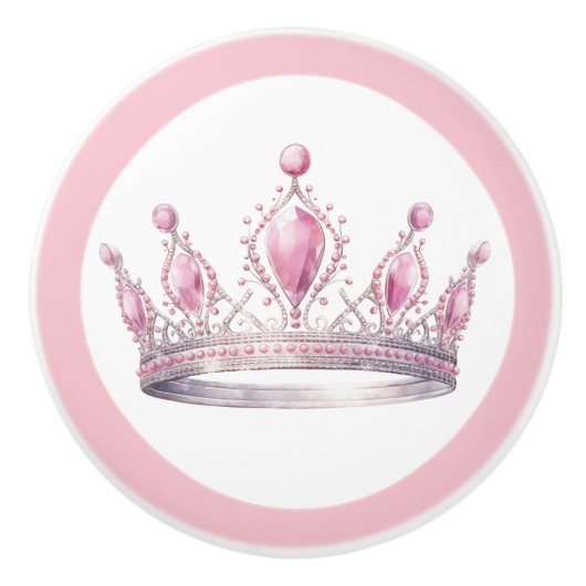 Pink Princess Tiara Girly Ceramic Knob セラミックノブ (正面)