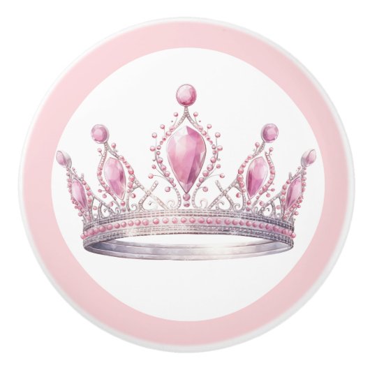 Pink Princess Tiara Girly Ceramic Knob セラミックノブ (正面)