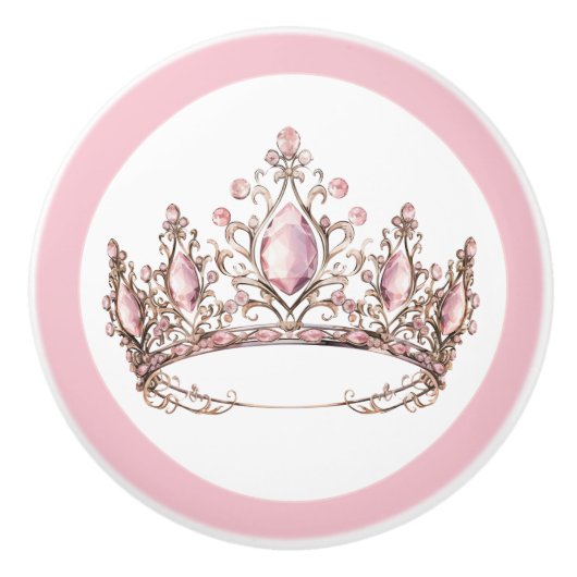 Pink Princess Tiara Girly Ceramic Knob セラミックノブ (正面)
