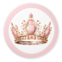 Pink Princess Tiara Girly Ceramic Knob