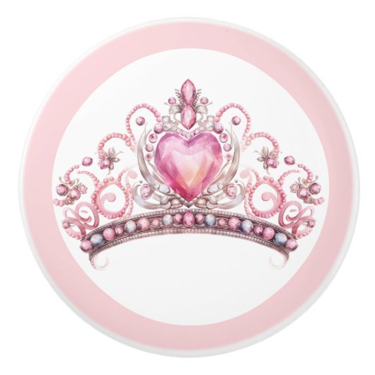 Pink Princess Tiara Girly Ceramic Knob セラミックノブ (正面)