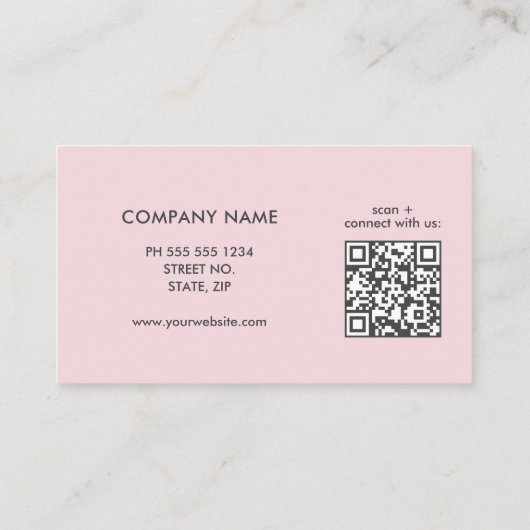 Pink Professional Simple Logo QR Code 名刺 (裏面)