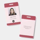 Pink Professional Small Business Photo Logo バッジ (表裏)