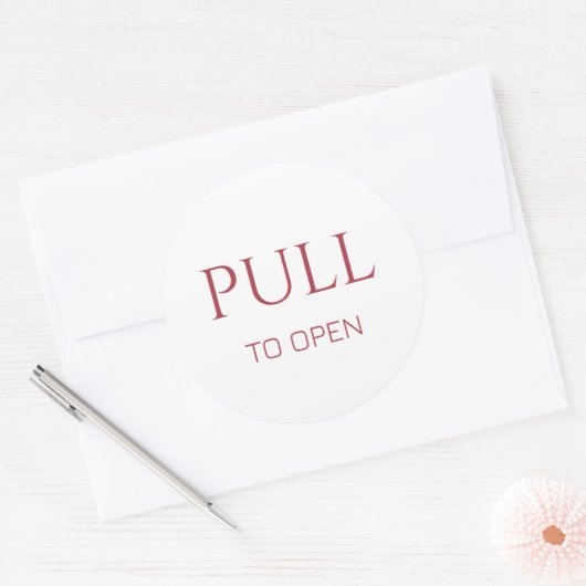 Pink Pull to Open Door Sign ラウンドシール (封筒)