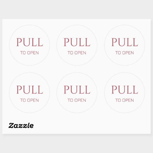 Pink Pull to Open Door Sign ラウンドシール (シート)