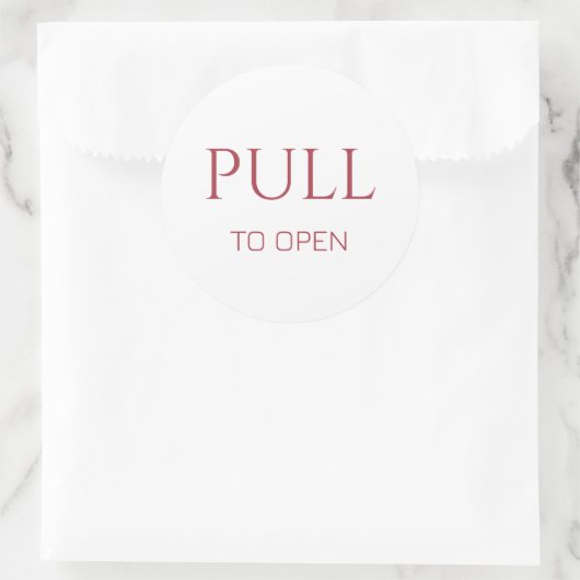 Pink Pull to Open Door Sign ラウンドシール (バッグ)