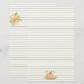 Pink Pumpkin Autumn Roses Fall Lined 便箋 (正面/裏面)