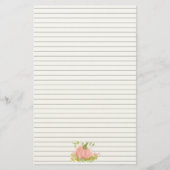 Pink Pumpkin Autumn Roses Fall Lined 便箋 (正面)