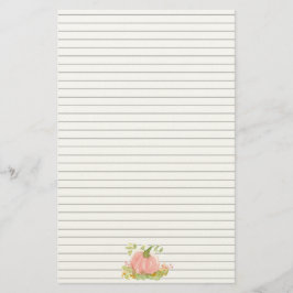 Pink Pumpkin Autumn Roses Fall Lined 便箋