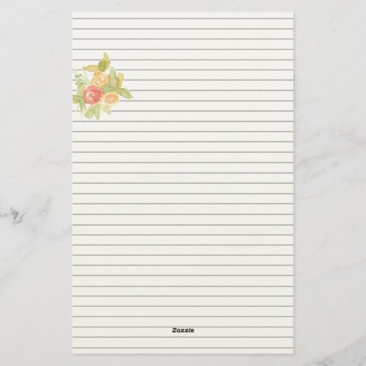 Pink Pumpkin Autumn Roses Fall Lined 便箋 (裏面)