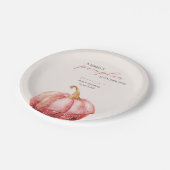 Pink Pumpkin Baby Shower ペーパープレート (アングル)