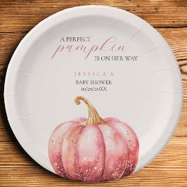 Pink Pumpkin Baby Shower ペーパープレート
