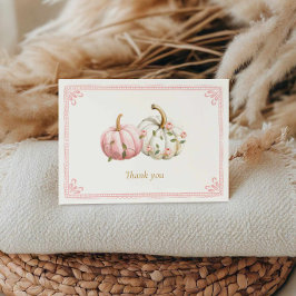 Pink Pumpkin Baby Shower Thank You Card サンキューカード