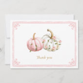 Pink Pumpkin Baby Shower Thank You Card サンキューカード (正面)