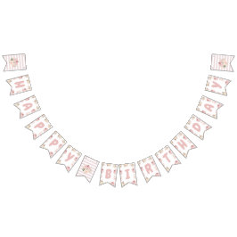 Pink Pumpkin Birthday Party Banner バンティングフラッグ