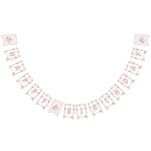 Pink Pumpkin Birthday Party Banner バンティングフラッグ (全)