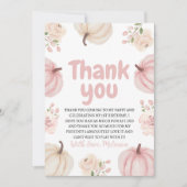 Pink Pumpkin Birthday Thank You Card 招待状 (正面)