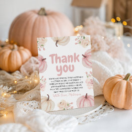 Pink Pumpkin Birthday Thank You Card 招待状