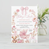 Pink Pumpkin Coquette Baby Carriage Baby Shower 招待状 (スタンド正面)