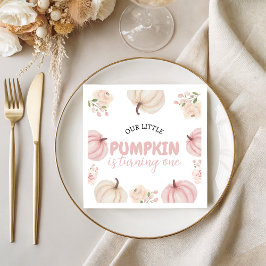 Pink Pumpkin First Birthday Napkin スタンダードカクテルナプキン