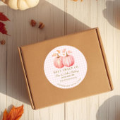 Pink Pumpkin Gingham Bakery  ラウンドシール