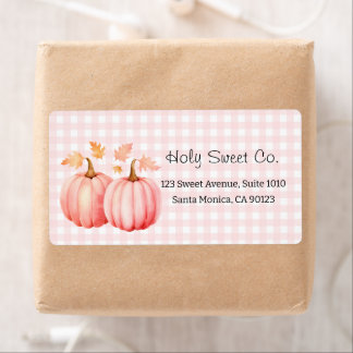 Pink Pumpkin Gingham Bakery Shipping ラベル