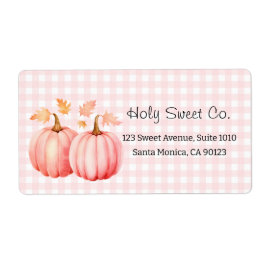 Pink Pumpkin Gingham Bakery Shipping ラベル