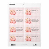 Pink Pumpkin Gingham Bakery Shipping ラベル (フルシート)
