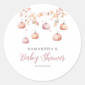 Pink Pumpkin Girl Baby Shower  ラウンドシール (正面)