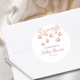 Pink Pumpkin Girl Baby Shower  ラウンドシール