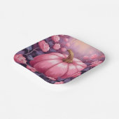 Pink Pumpkin Rose Floral Halloween Thanksgiving ペーパープレート (傾斜あり)