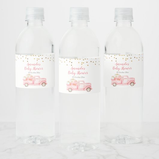Pink Pumpkin Truck Water Bottle Labels ペットボトルラベル (ボトル)