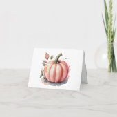 Pink Pumpkin Watercolor boho baby boy shower サンキューカード (裏面)
