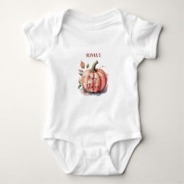 Pink Pumpkin Watercolor Boho Baby Girl Shower ベビーボディスーツ