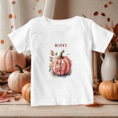 Pink Pumpkin Watercolor Boho Baby Girl Shower ベビーTシャツ