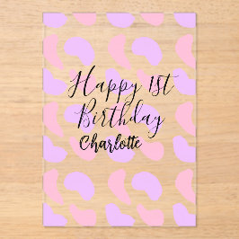 Pink purple abstracts shapes happy 1st birthday na アクリル招待状