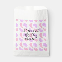 Pink purple abstracts shapes happy 1st birthday na フェイバーバッグ