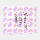 Pink purple abstracts shapes happy 1st birthday na フリースブランケット (正面(横))