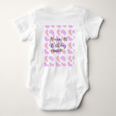 Pink purple abstracts shapes happy 1st birthday na ベビーボディスーツ (裏面)