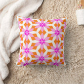  Pink Purple and Orange Floral Geometric  クッション (ブランケット)