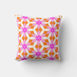  Pink Purple and Orange Floral Geometric  クッション