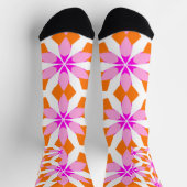 Pink Purple and Orange Floral Geometric ソックス (上部)