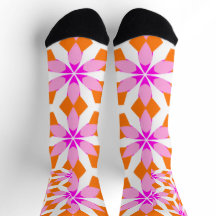 Pink Purple and Orange Floral Geometric