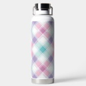 PINK PURPLE & AQUA EASTER PLAID PATTERN ウォーターボトル (背面)