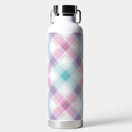 PINK PURPLE & AQUA EASTER PLAID PATTERN ウォーターボトル