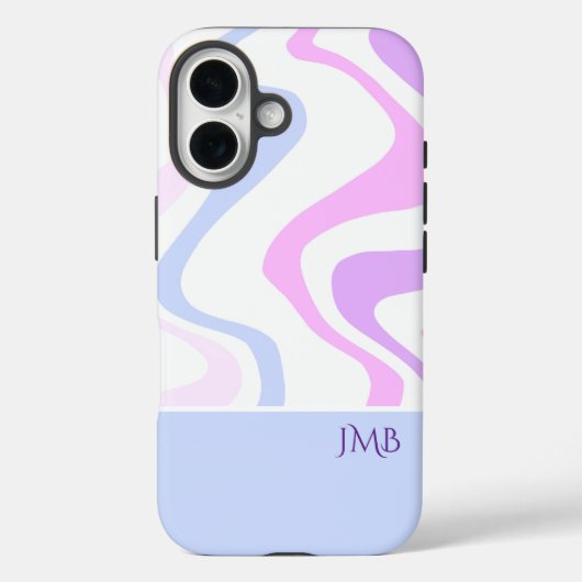 Pink Purple Blue Abstract Personalized Name Case-Mate iPhoneケース (裏面)