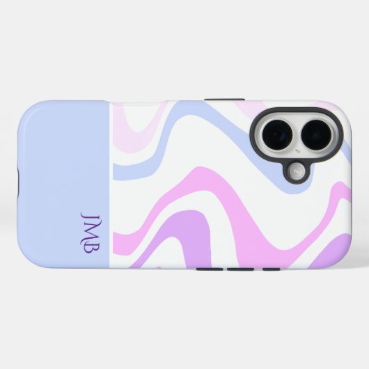 Pink Purple Blue Abstract Personalized Name Case-Mate iPhoneケース (裏面 (横))