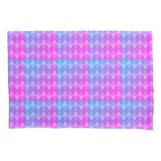 Pink, Purple, Blue Diamond Pattern 枕カバー (正面)