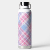 PINK PURPLE BLUE EASTER PLAID PATTERN ウォーターボトル (背面)